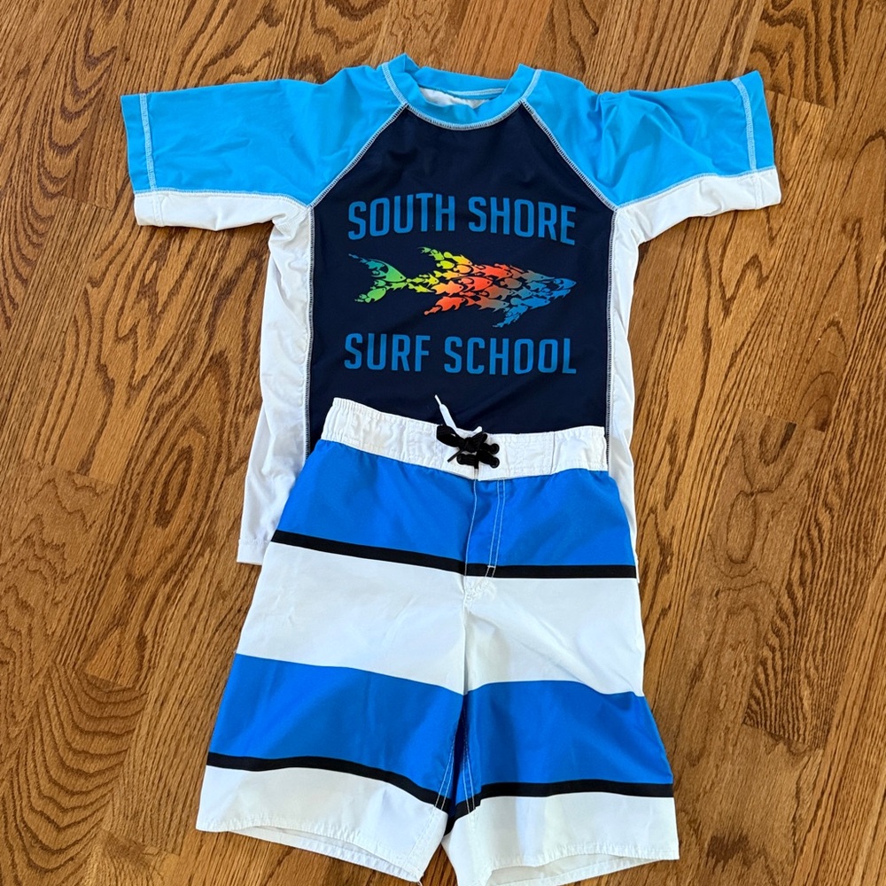Set of 2, Old Navy boys swim trunk and OP swim shirt